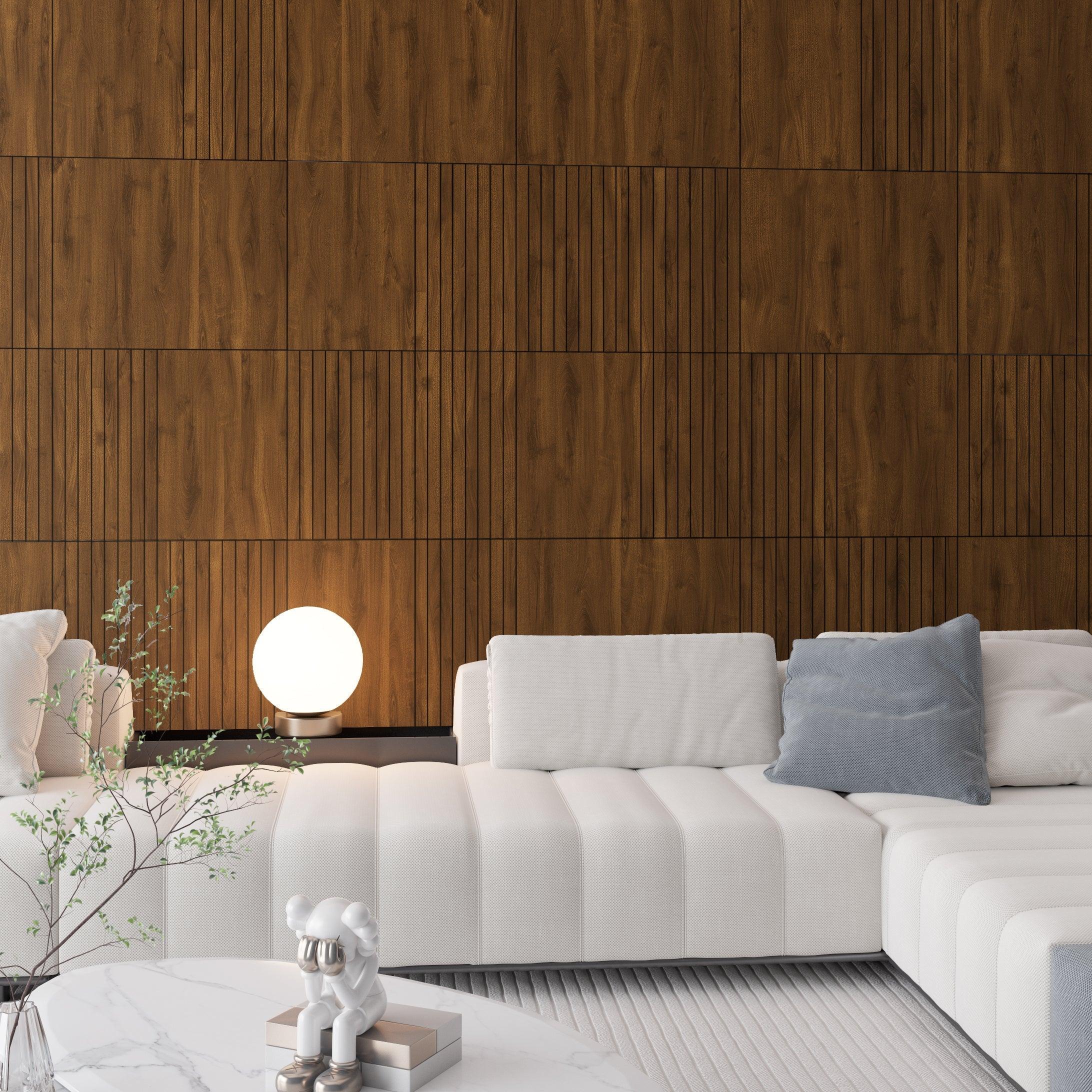 Dark Wood 3D Wall Panels - PRHOMZ