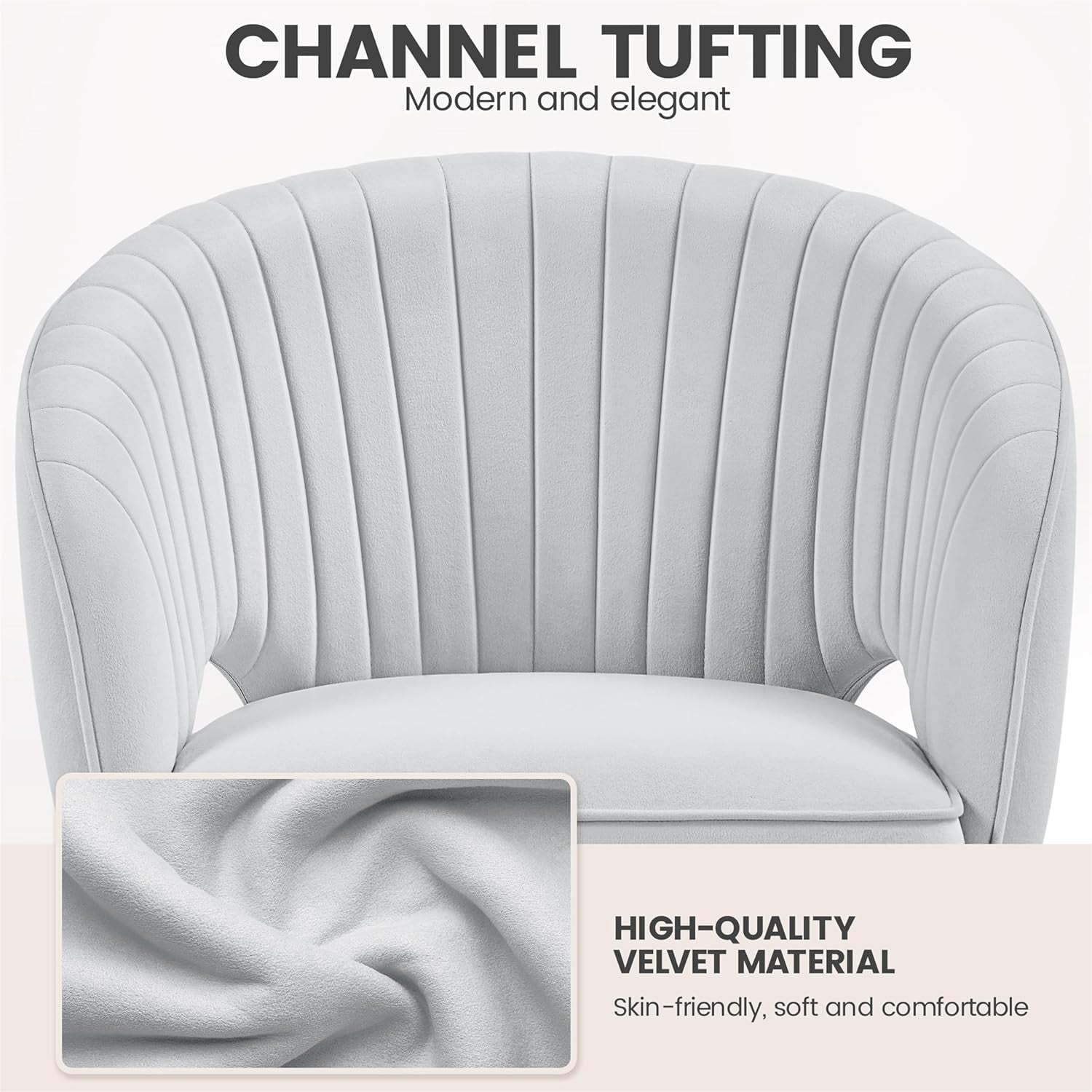 Home Office Chair With Tufted Barrel Back Light Gray