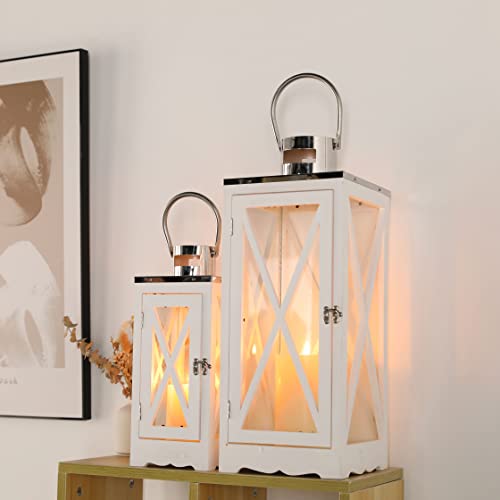 17.5''&24.5'' H Metal Decorative Candle Holders Rustic Hanging Lantern(Set of 2)-4