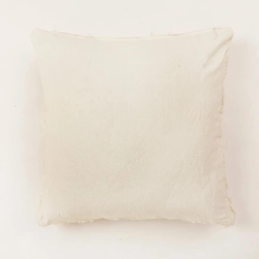 Handmade White Tufted Cotton Cushion Cover 16x16 inches (40x40 cm) - UK Organic Habitat-4