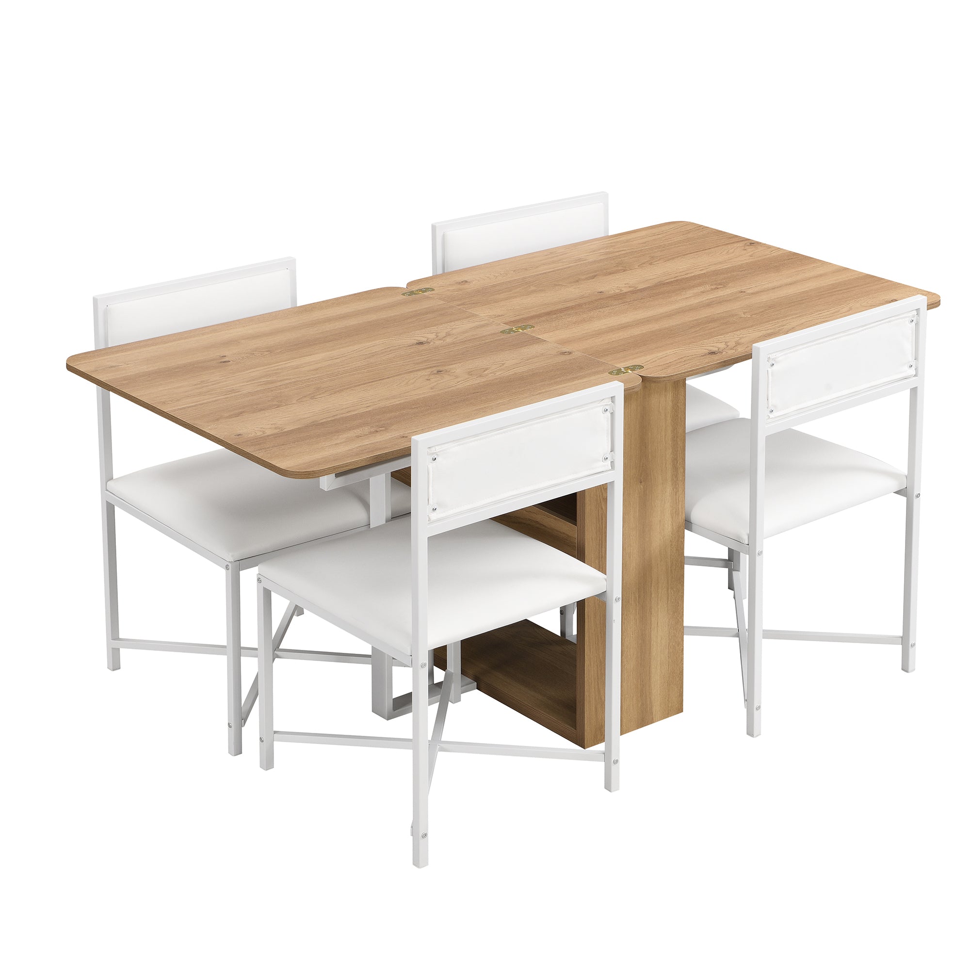 TOPMAX Modern Compact 63-inch 5-Piece Extendable Dining Table Set
