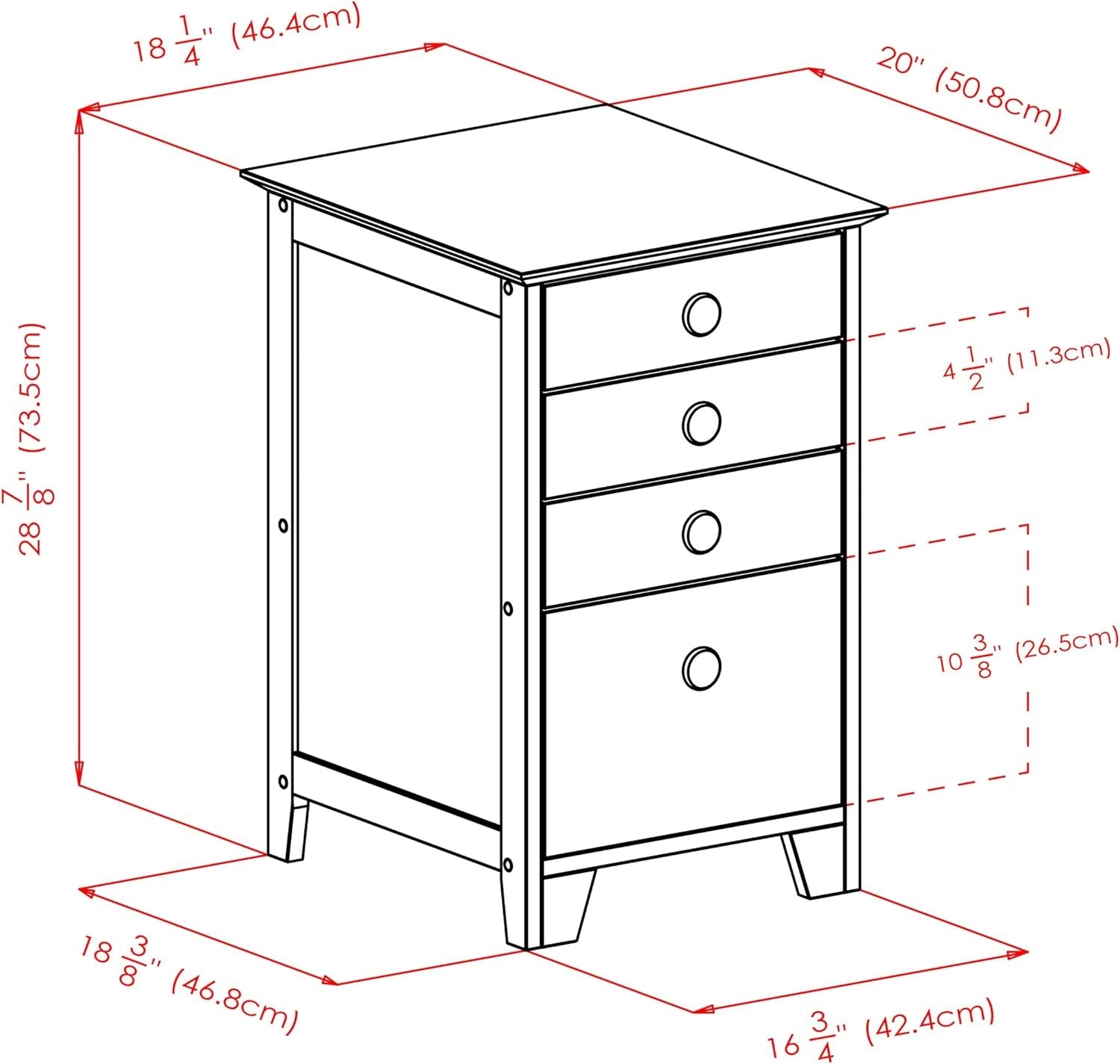 Studio File Cabinet Honey Finish With Three Drawers