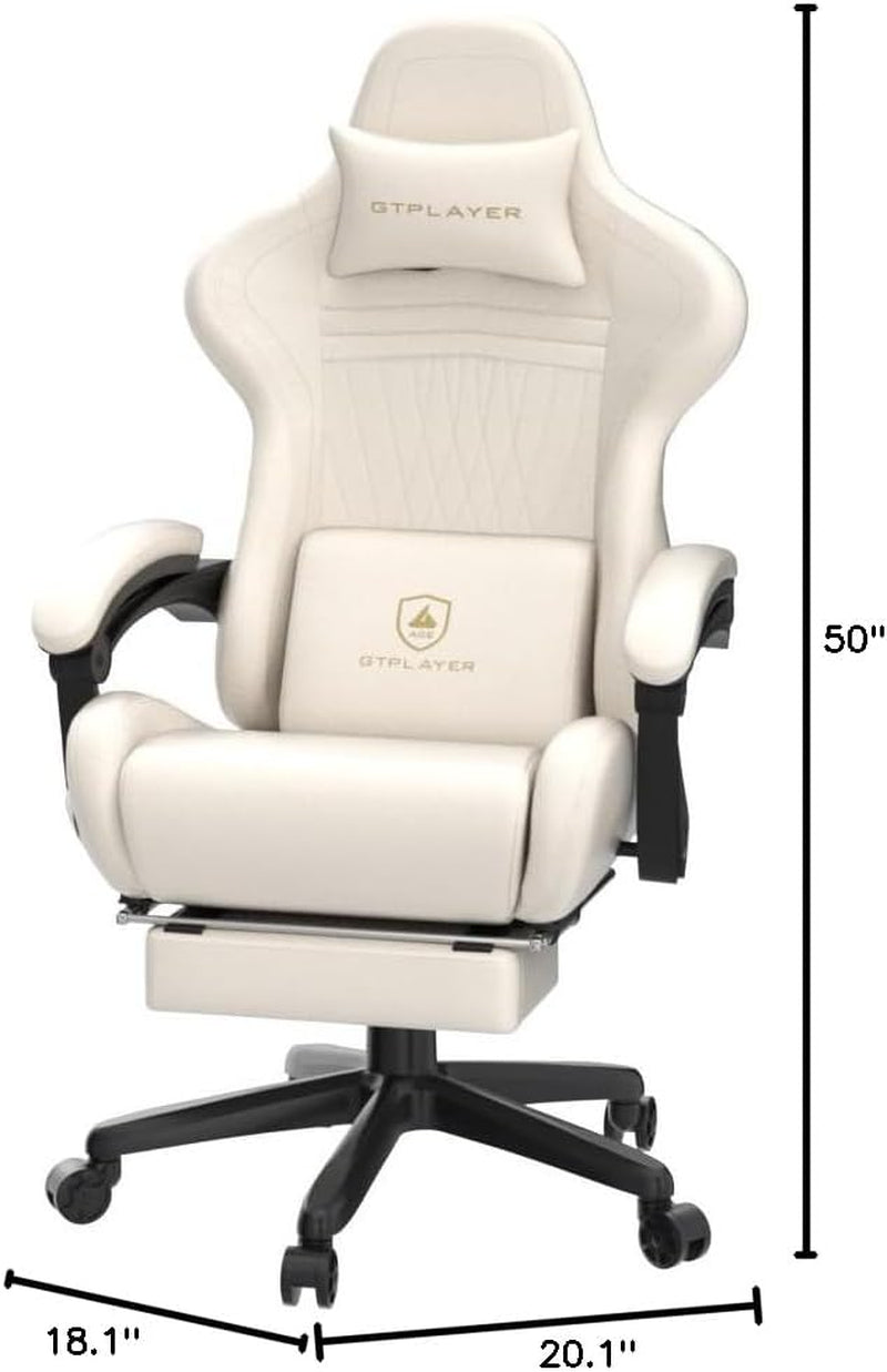 Ivory Bluetooth Speaker Gaming Chair With Footrest