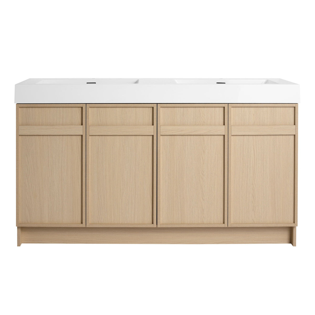 Light Brown Freestanding Bathroom Vanity with Resin Sink & Soft Close Cabinet Doors