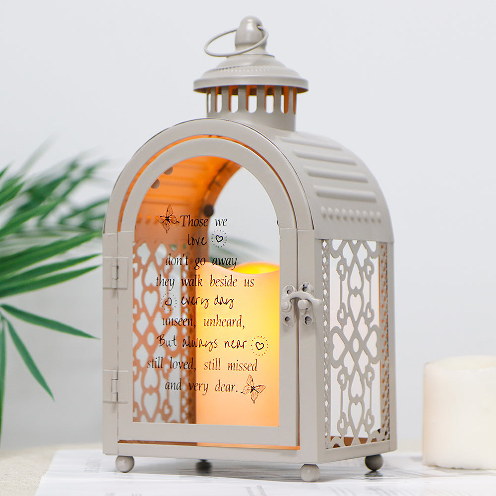 11''High Remembrance Lantern with Memorial Poem Bereavement Sympathy Gift Memorial Lantern (Grey)-0