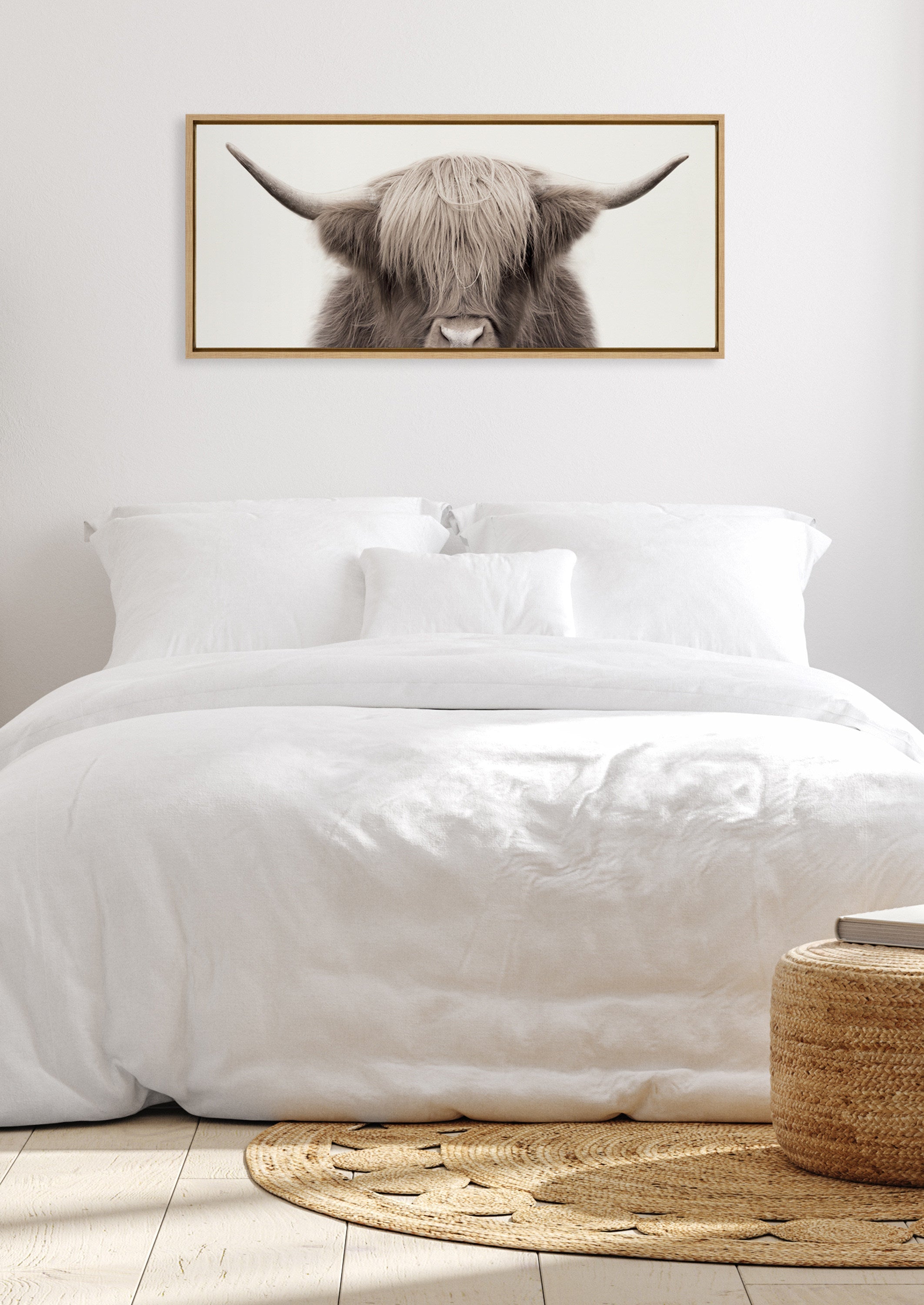 Sylvie Hey Dude Highland Cow Color Framed Canvas by The Creative Bunch Studio