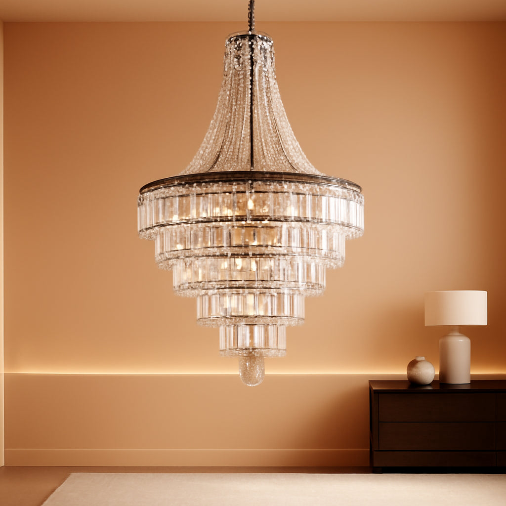 French Empire Crystal Chandelier Antique Bronze 48 Inch-0