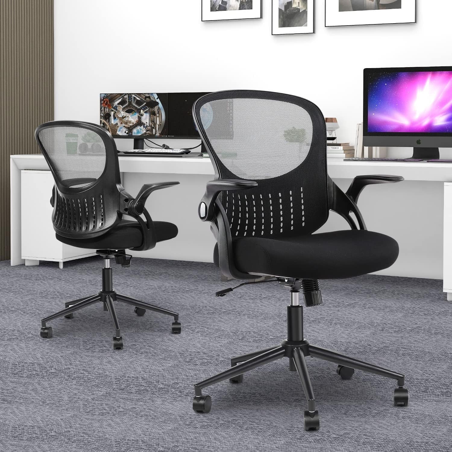 Black Ergonomic Mesh Office Chair With Lumbar Support And Adjustable Arms