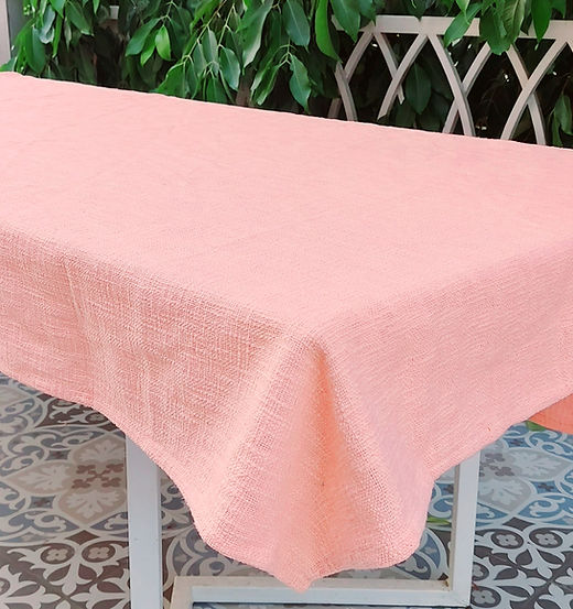Organic Cotton Textured Tablecloth | Peach | 2-10 Seater-0