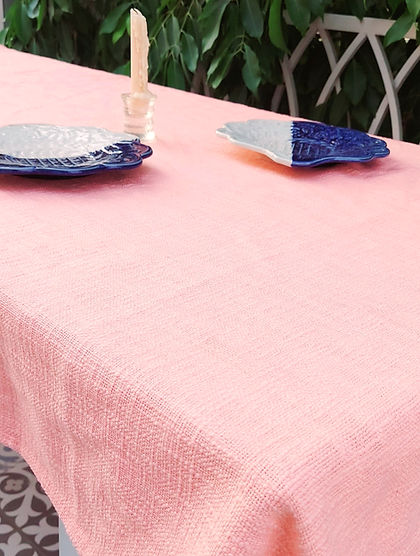 Organic Cotton Textured Tablecloth | Peach | 2-10 Seater-1