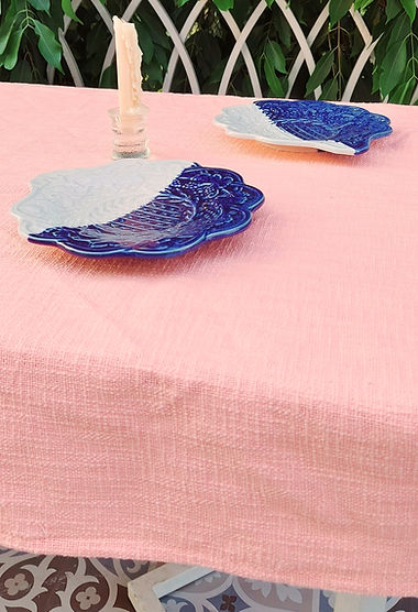 Organic Cotton Textured Tablecloth | Peach | 2-10 Seater-3