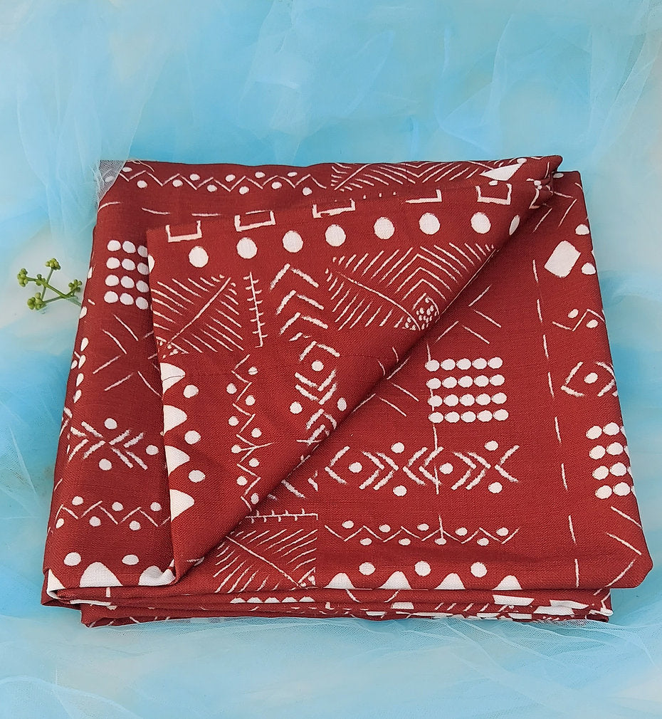 Red Geometric Print Tablecloth | GOTS Certified Organic Cotton | Various Sizes-3