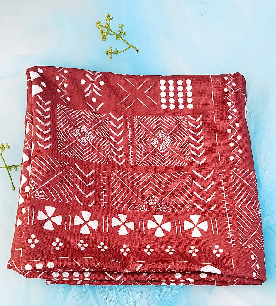 Red Geometric Print Tablecloth | GOTS Certified Organic Cotton | Various Sizes-4