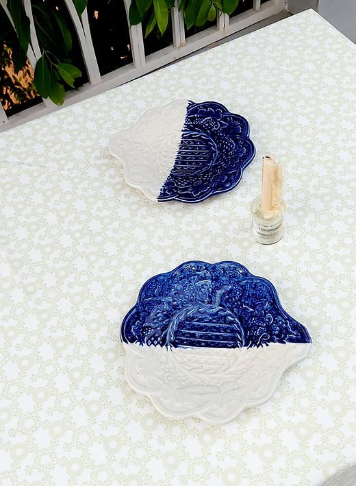 Organic Cotton Tablecloth | White with Beige Floral Print | Various Sizes-3