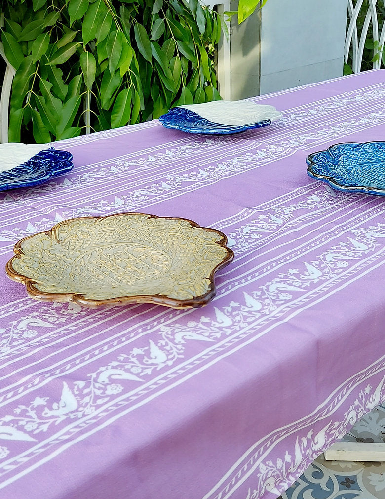 Lilac Hummingbird Print Tablecloth | GOTS Certified Organic Cotton | Various Sizes-2