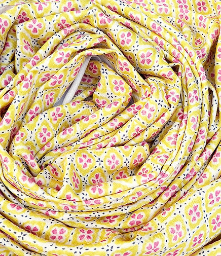 Yellow Floral Print Tablecloth | GOTS Certified Organic Cotton | Various Sizes-2