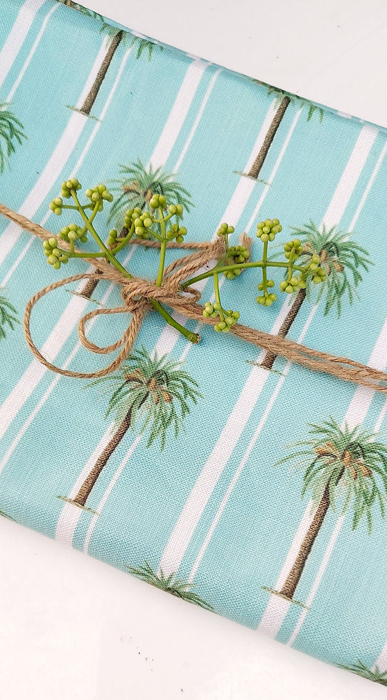 Aqua Palm Tree Print Tablecloth | GOTS Certified Organic Cotton | Various Sizes-4