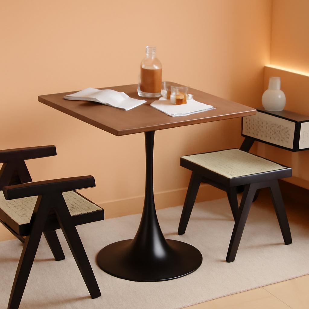 Walnut Finish Tulip Contemporary Dining Table For Two