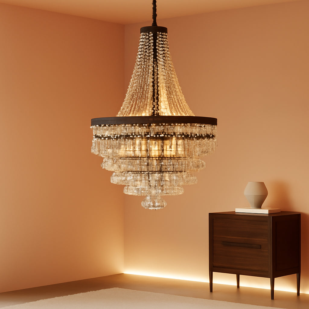 Antique Bronze Crystal Chandelier 10 Lights Farmhouse-0