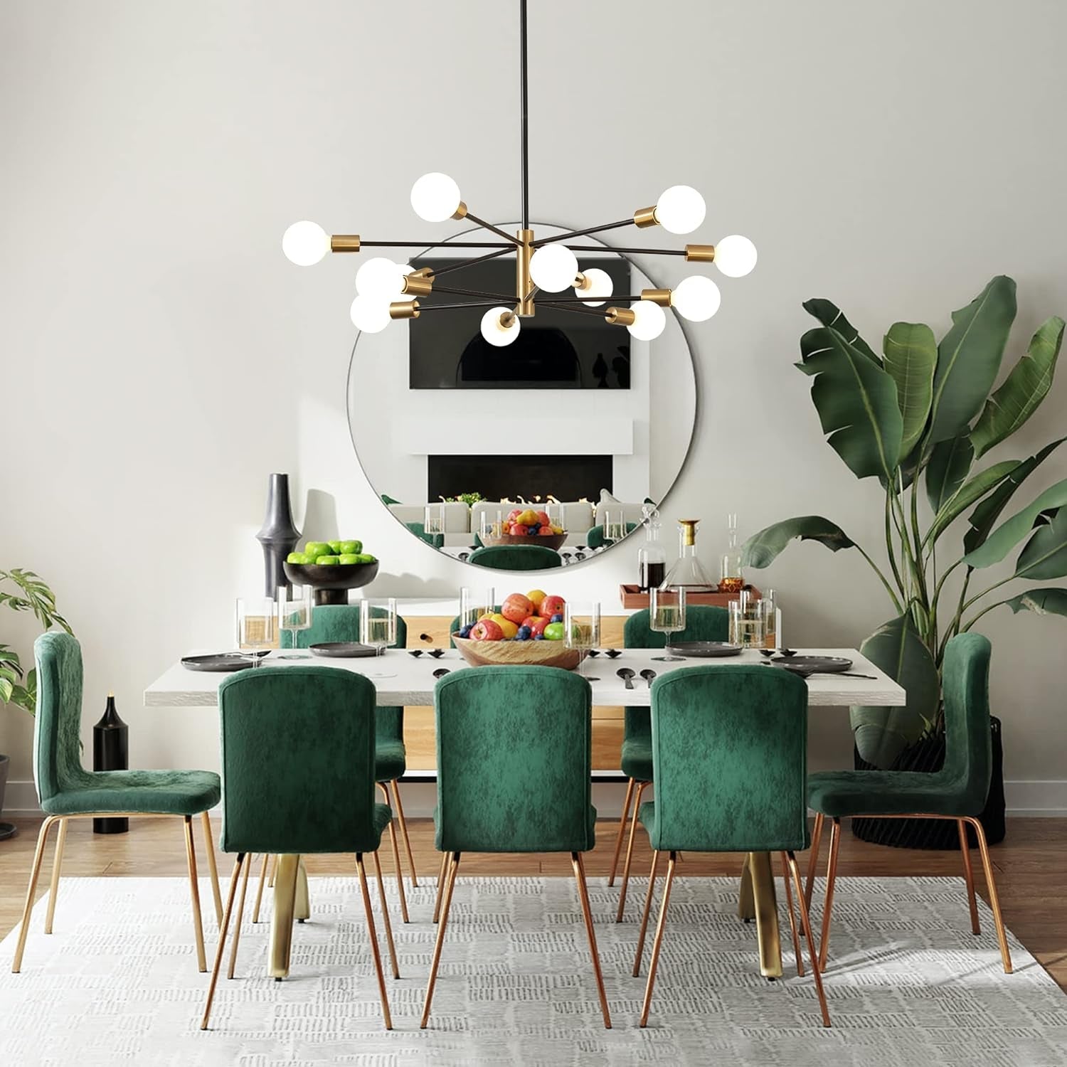 Contemporary Gold Black Sputnik Chandelier 12 Light-2