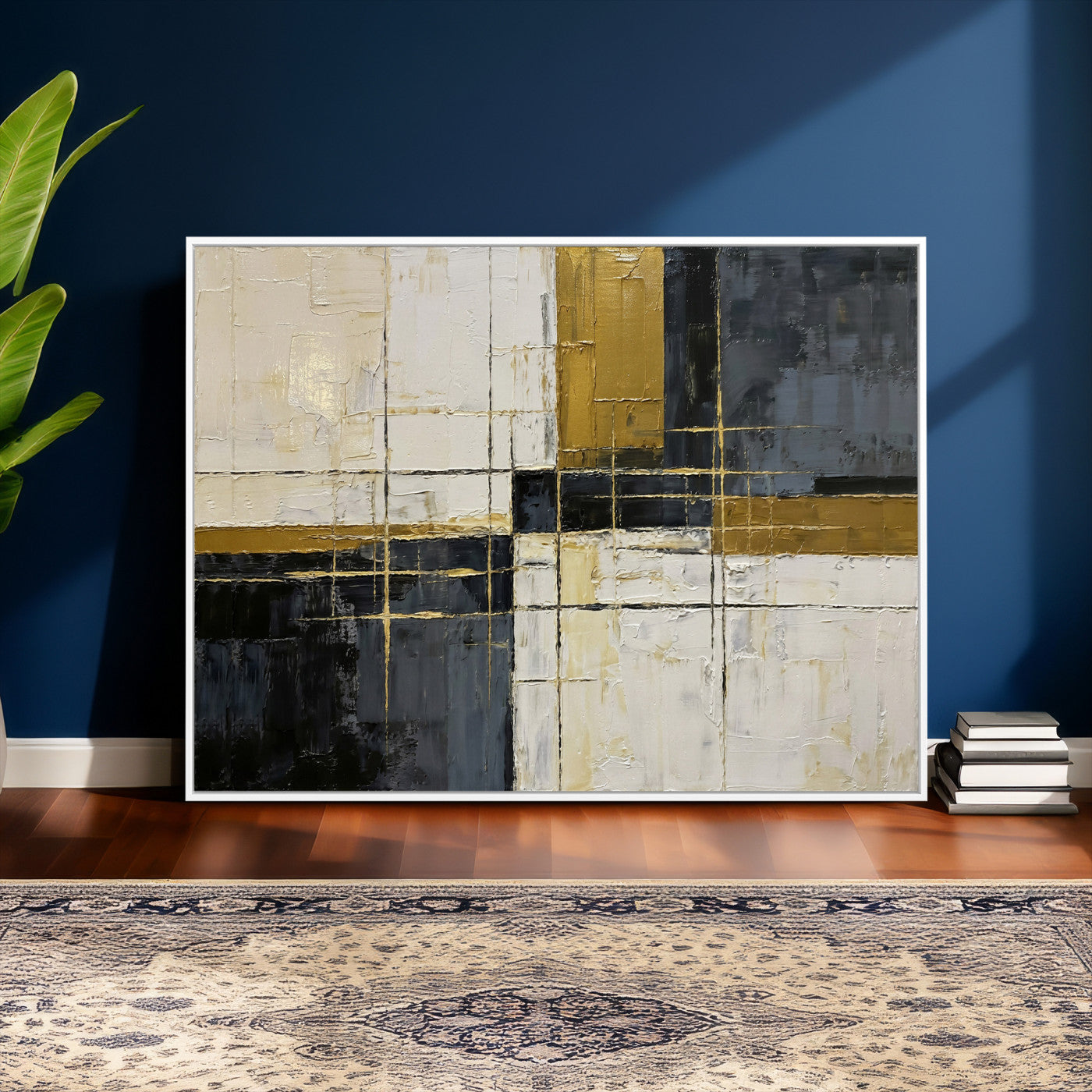 Abstract Gold and Black Wall Art Canvas Print – Modern