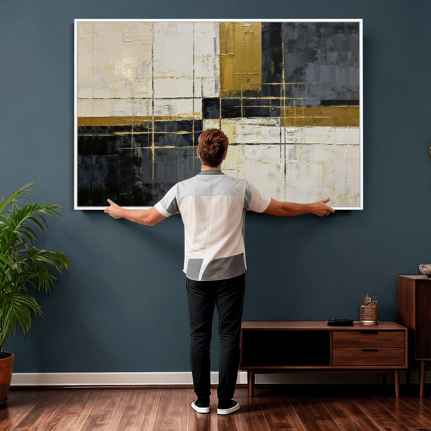 Abstract Gold and Black Wall Art Canvas Print – Modern