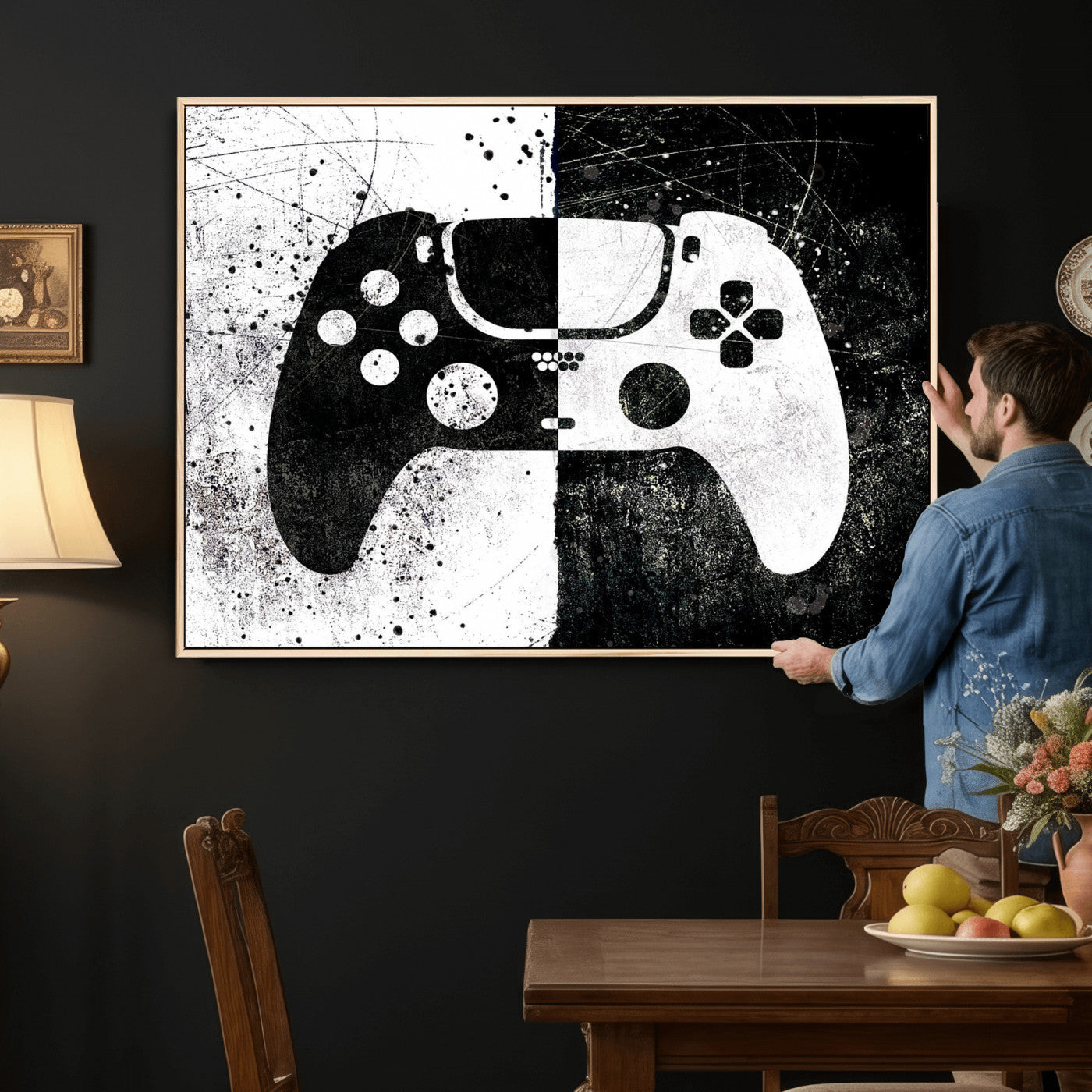Abstract Gaming Controller Wall Art Canvas Print