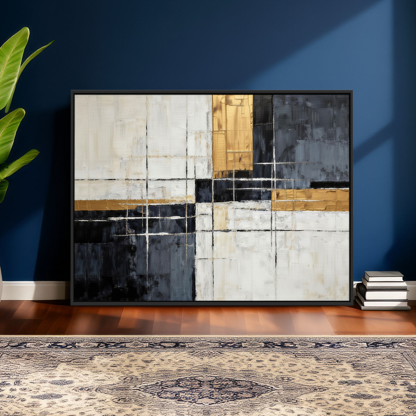 Gold Abstract Wall Art Canvas Print, Modern Luxury Geometric