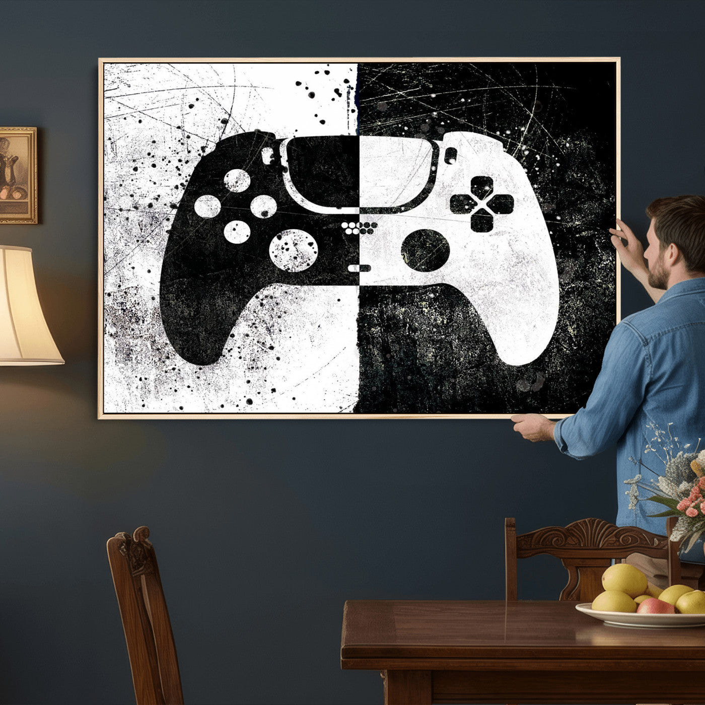 Abstract Gaming Controller Wall Art Canvas Print