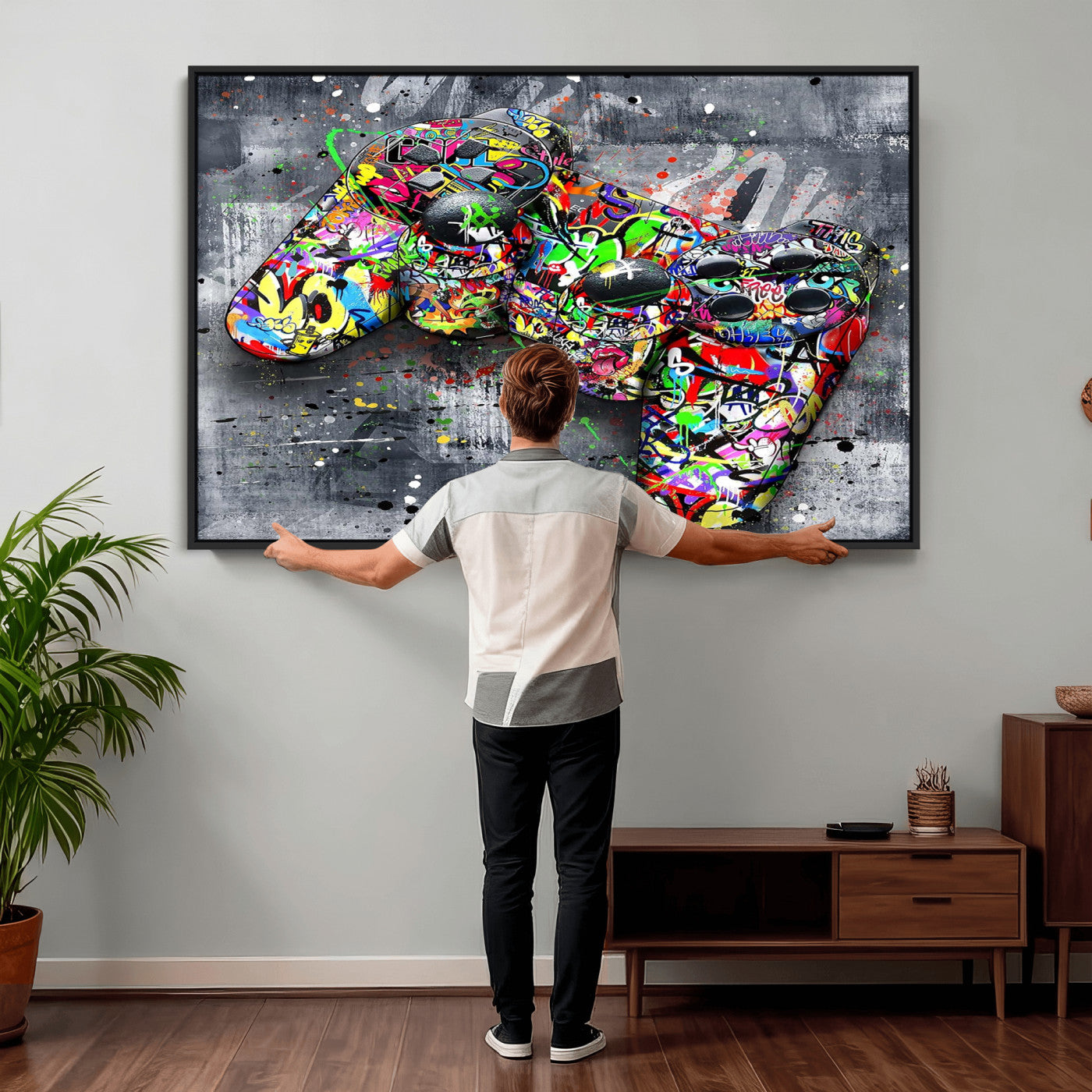 Graffiti Gaming Canvas Wall Art For Bedroom - Gaming Wall
