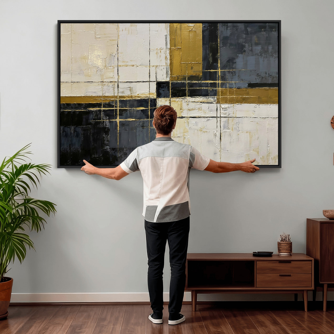 Abstract Gold and Black Wall Art Canvas Print – Modern