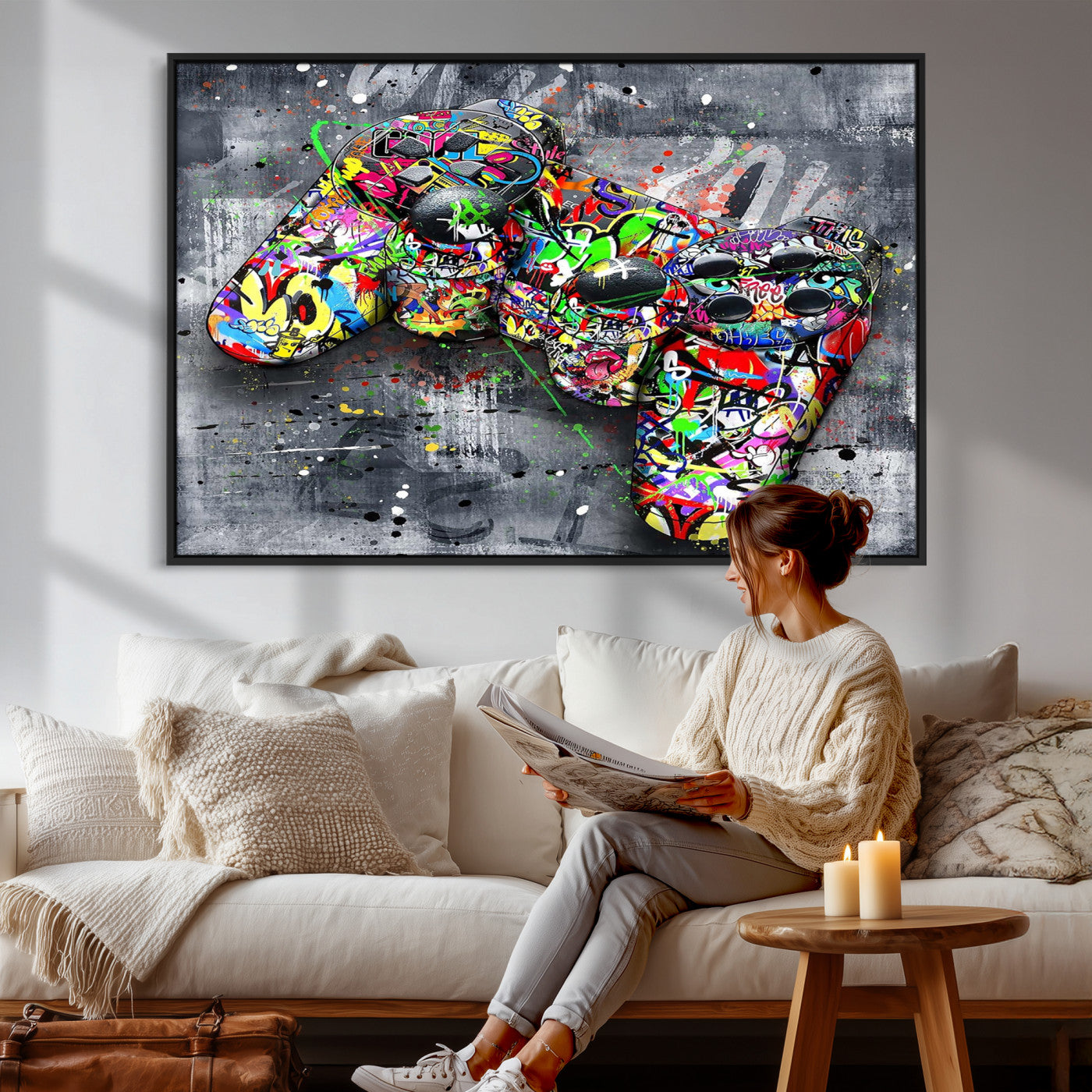 Graffiti Gaming Canvas Wall Art For Bedroom - Gaming Wall