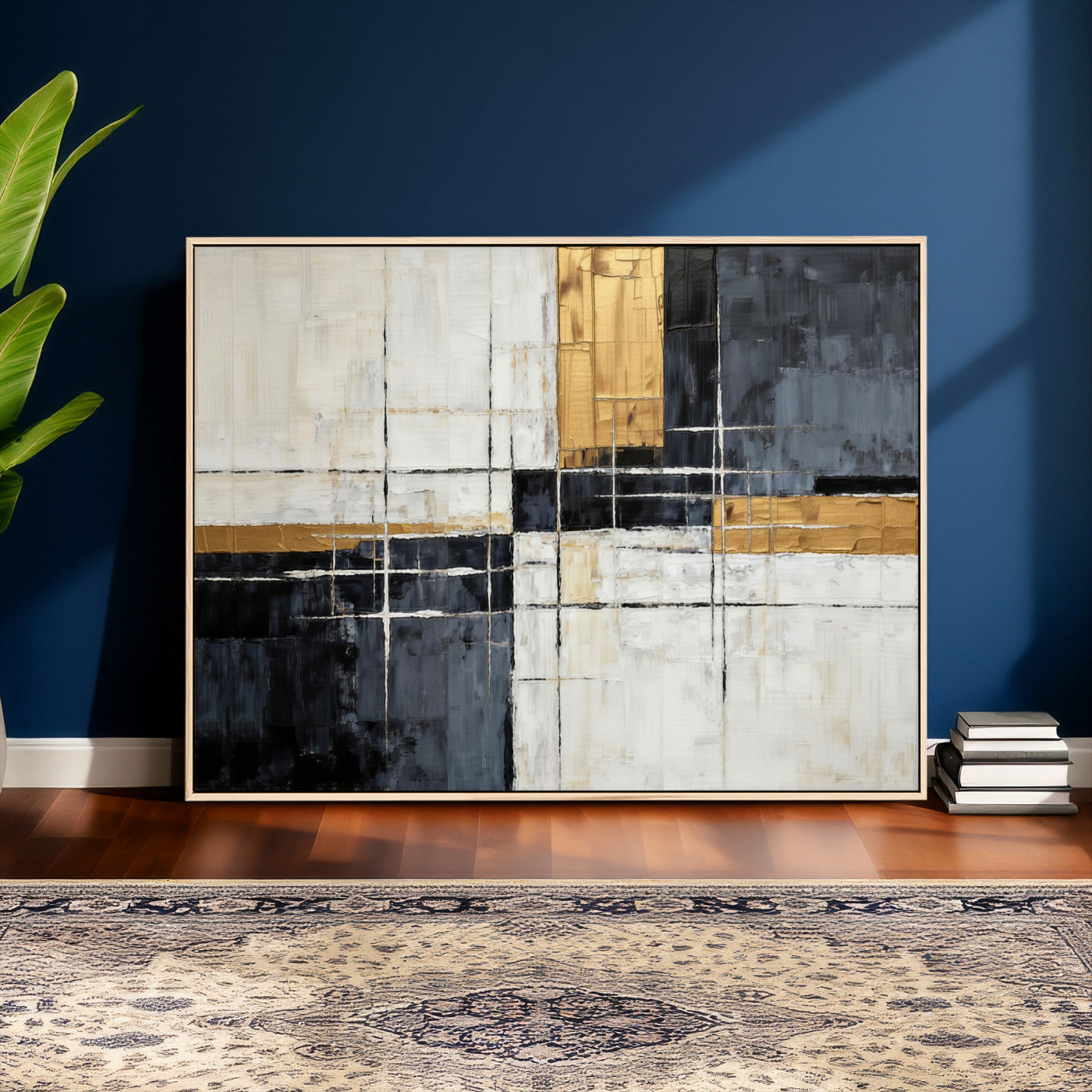 Gold Abstract Wall Art Canvas Print, Modern Luxury Geometric