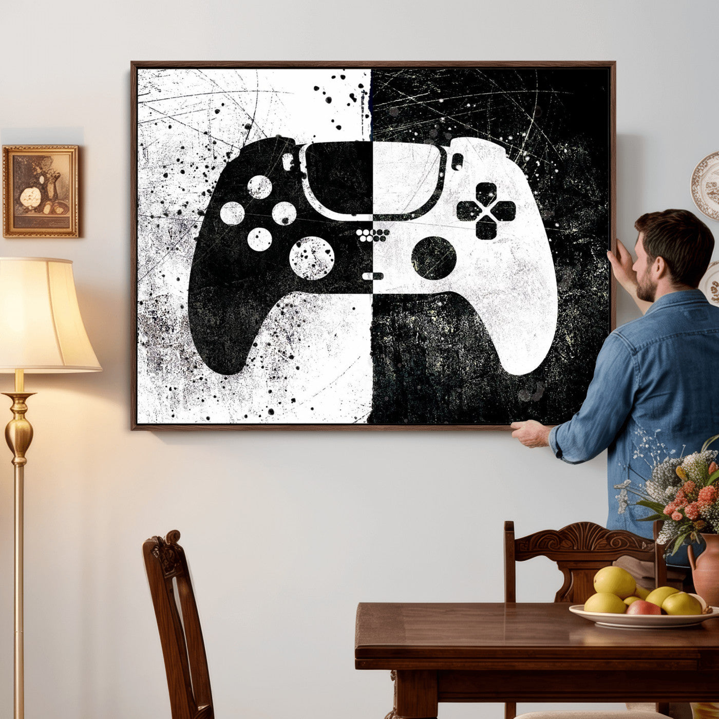 Abstract Gaming Controller Wall Art Canvas Print