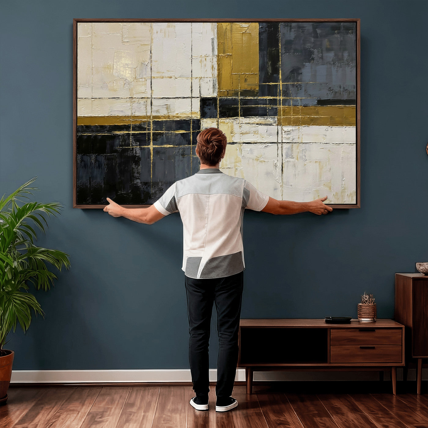 Abstract Gold and Black Wall Art Canvas Print – Modern