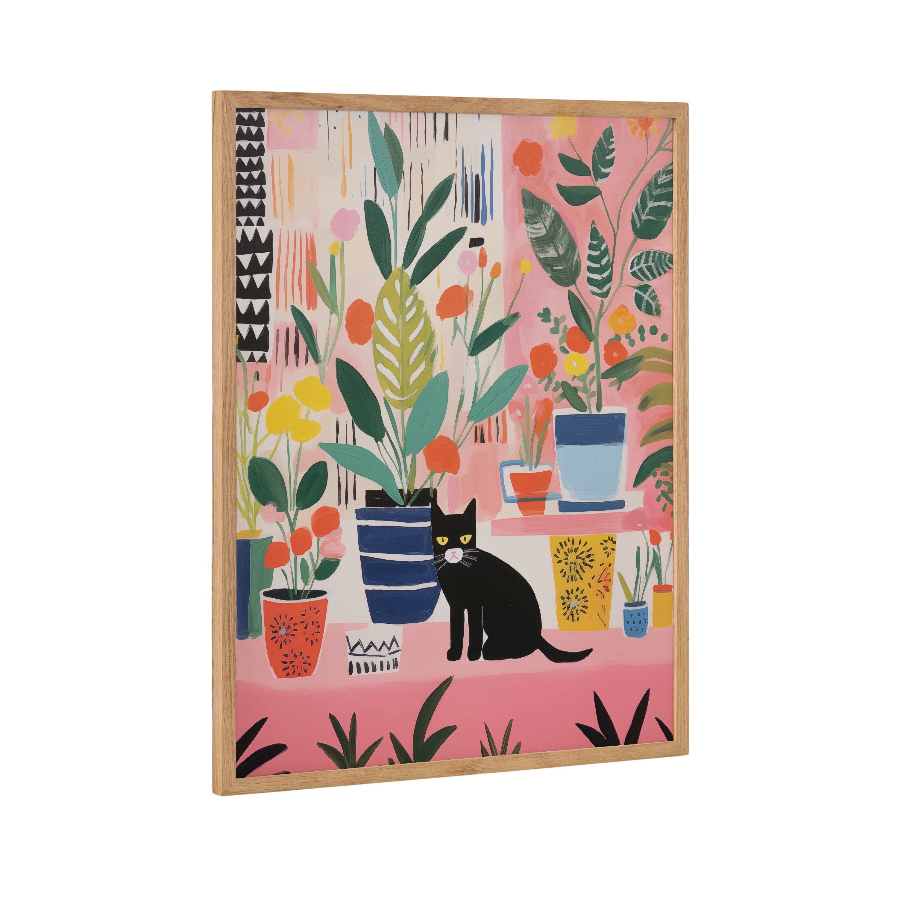 Gallery Whimsical Houseplants and a Black Kitty Cat Print by The Creative Bunch Studio
