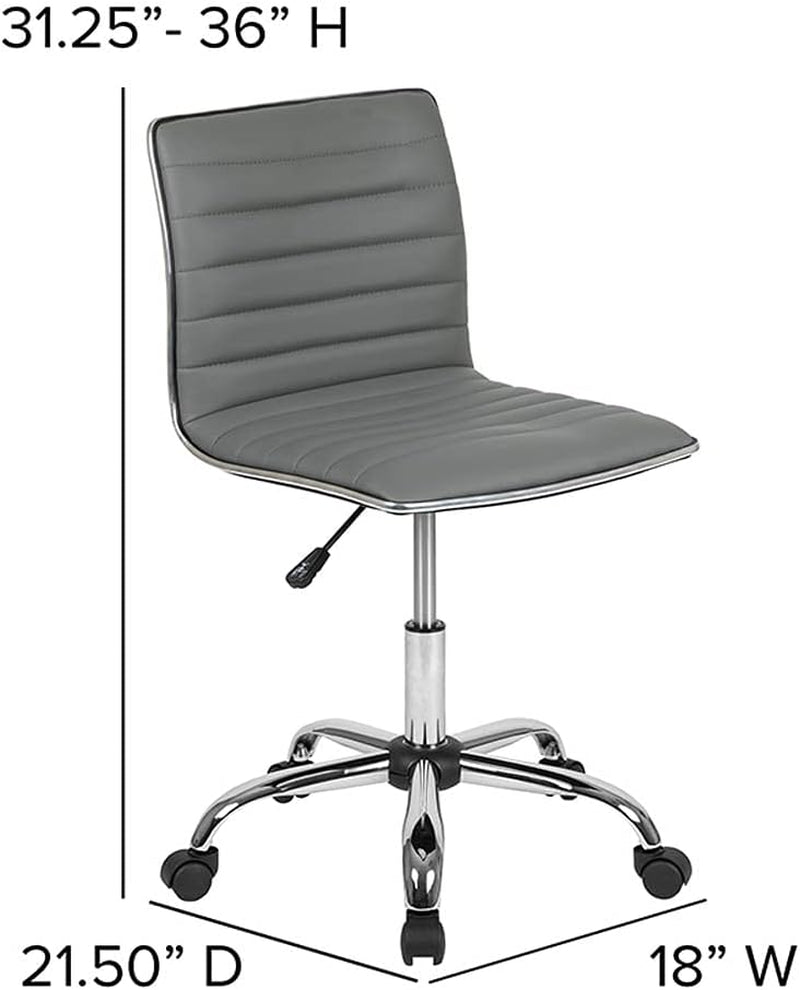 Alan Low Back Light Gray Ribbed Swivel Office Chair