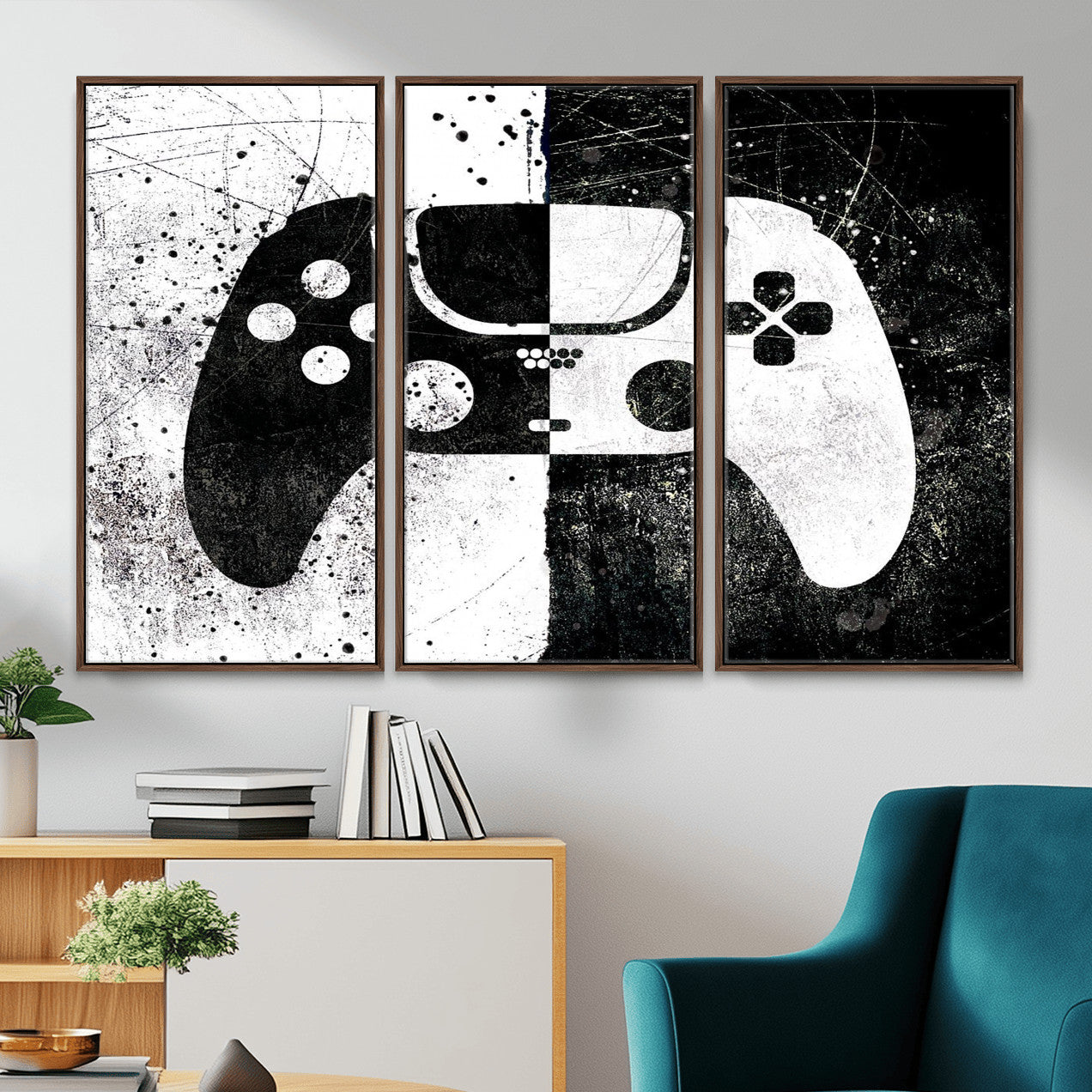 Abstract Gaming Controller Wall Art Canvas Print