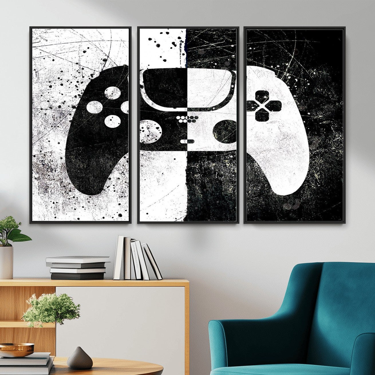 Abstract Gaming Controller Wall Art Canvas Print