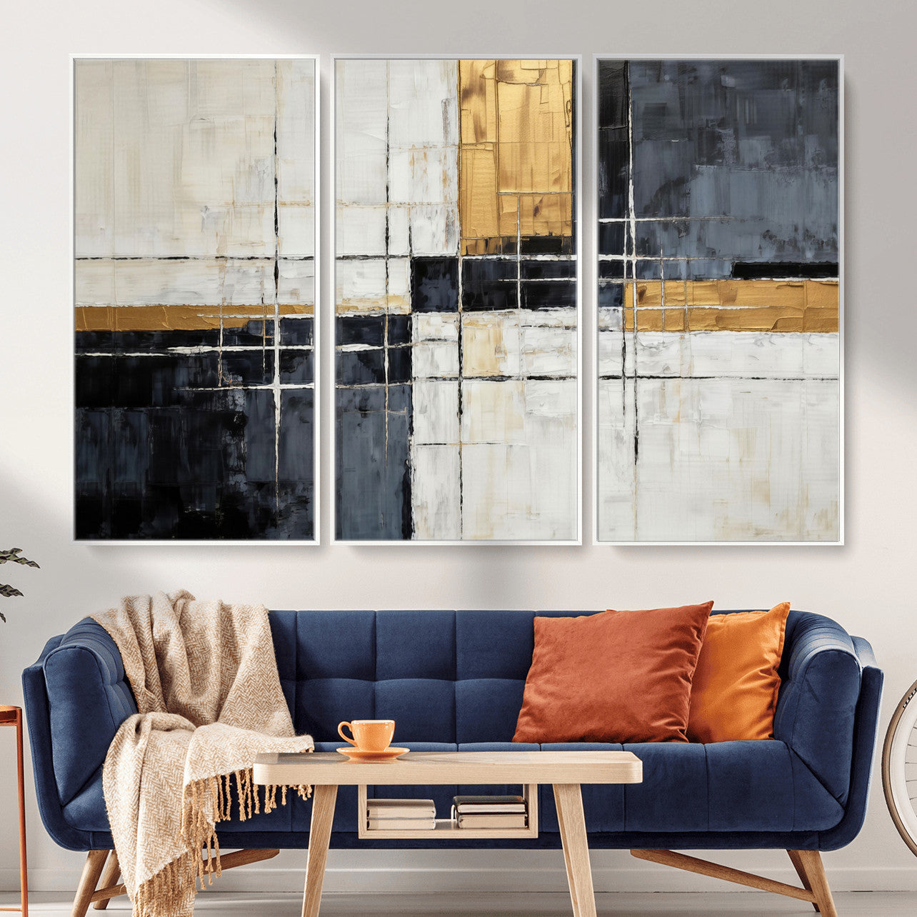 Gold Abstract Wall Art Canvas Print, Modern Luxury Geometric