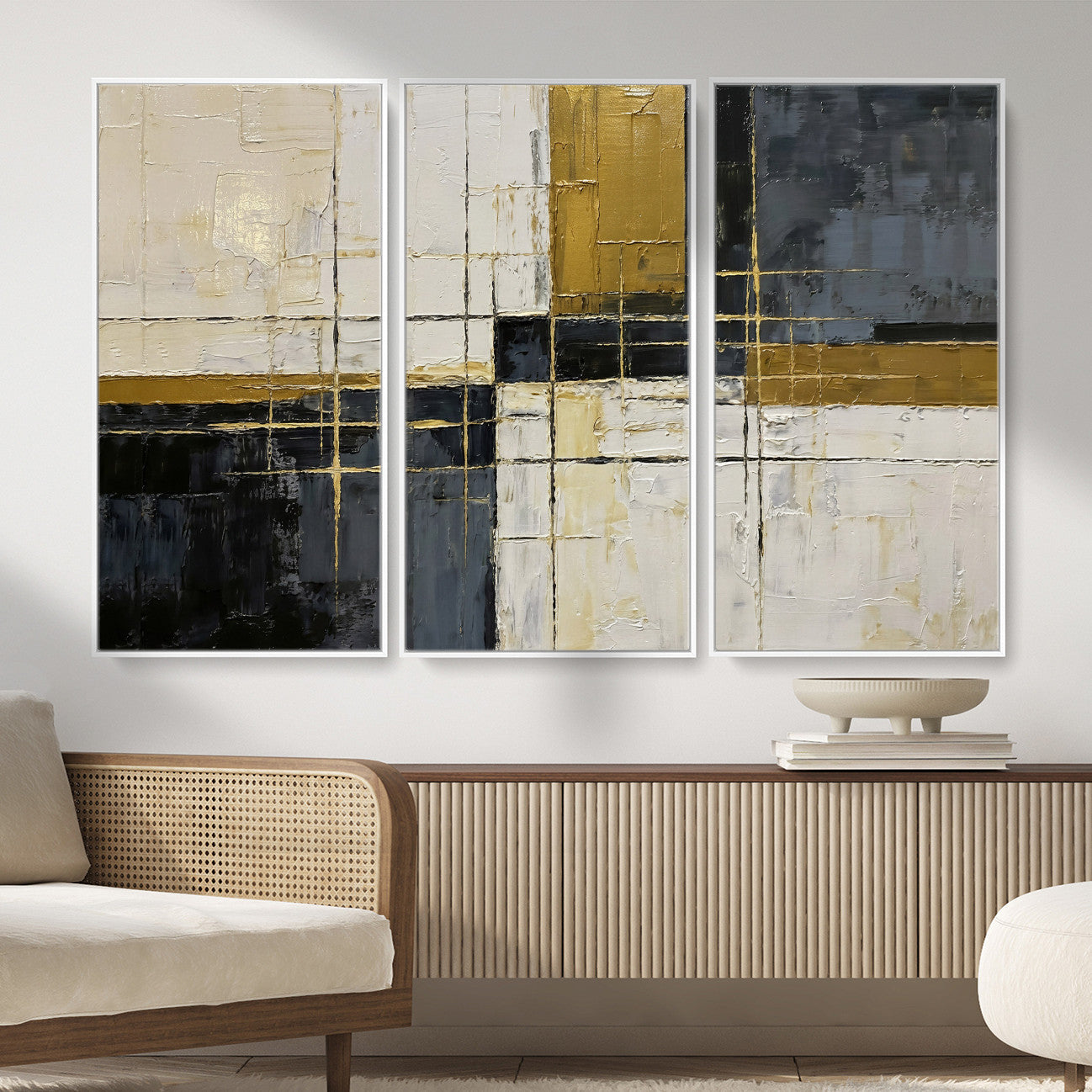 Abstract Gold and Black Wall Art Canvas Print – Modern