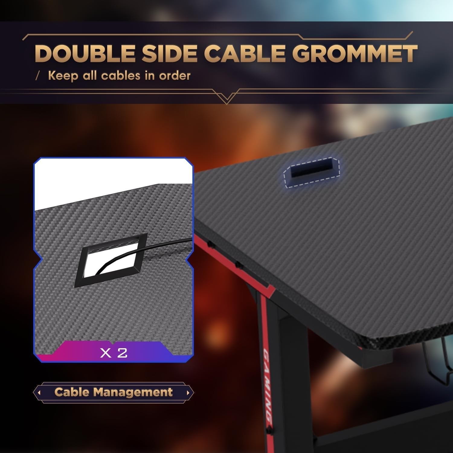 47 Inch T Shaped Gaming Desk With Cup Holder And Headphone Hook