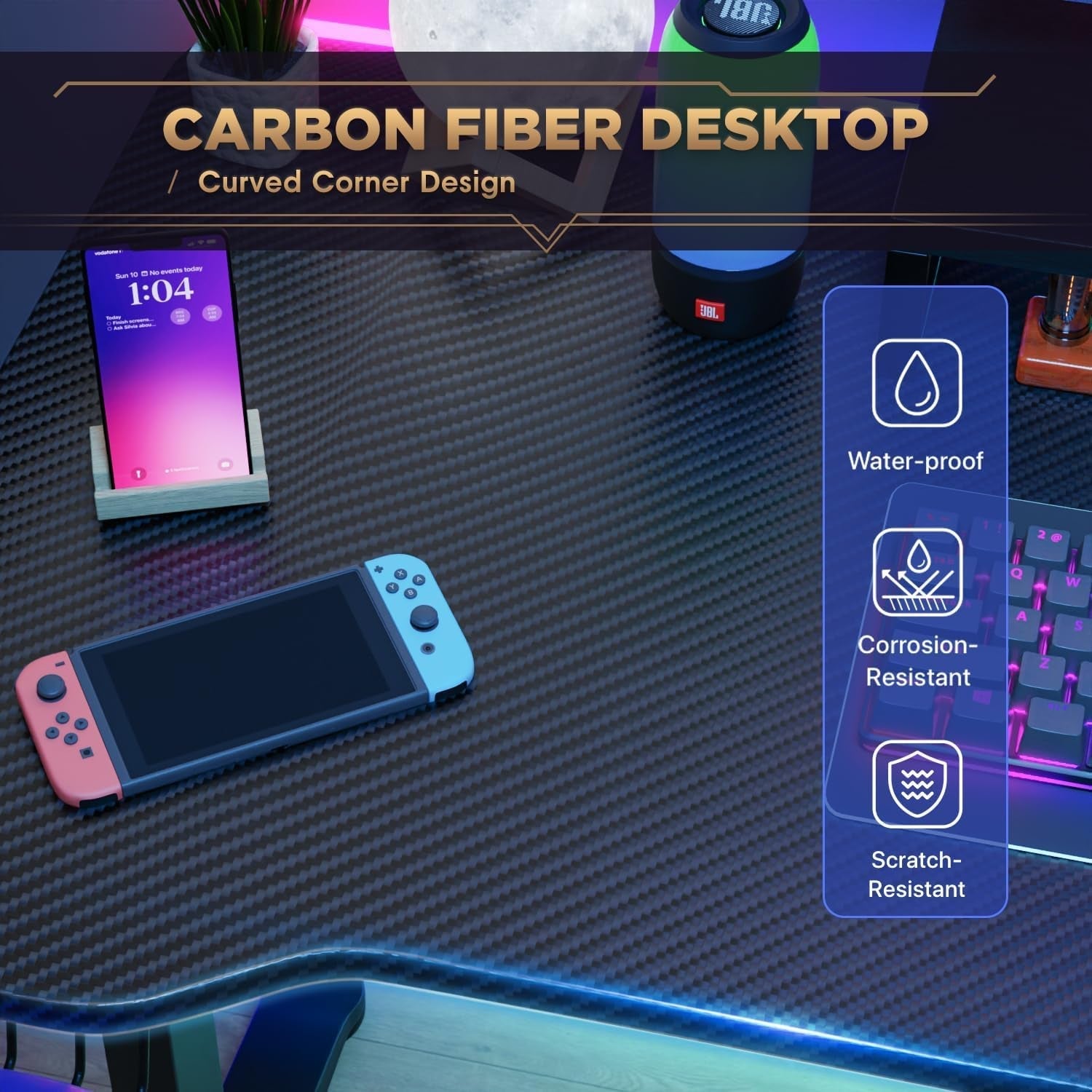 47 Inch T Shaped Gaming Desk With Cup Holder And Headphone Hook