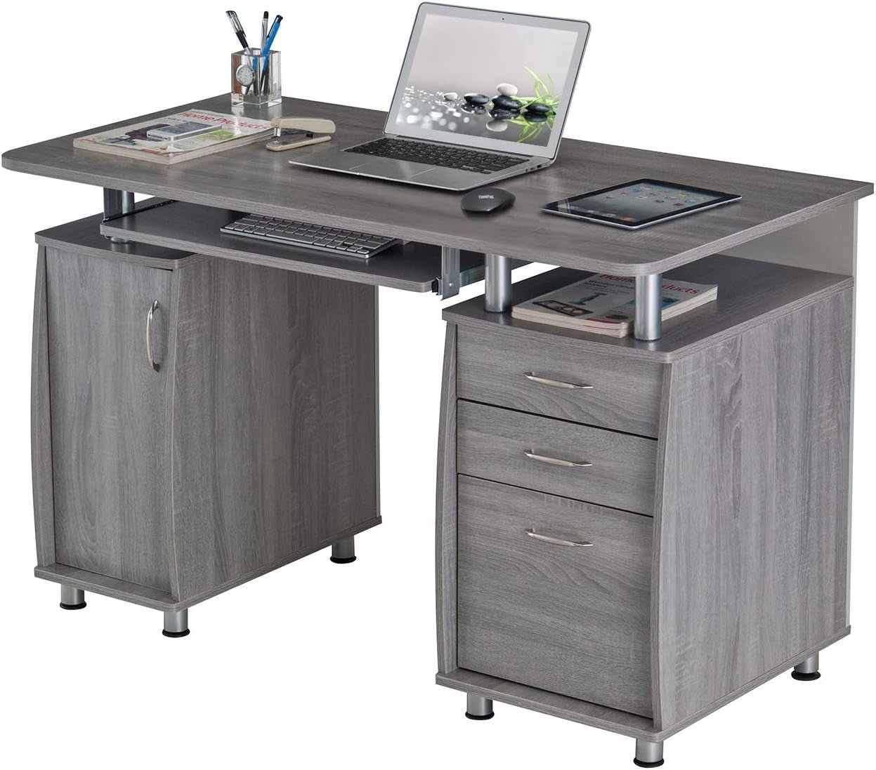 47.5 Inch Computer Desk Keyboard Tray File Cabinet