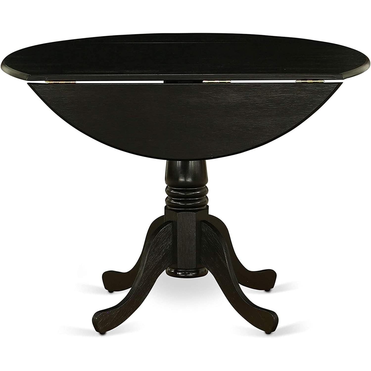 Round Wood Dining Table With Black Finish For Modern Dining Rooms