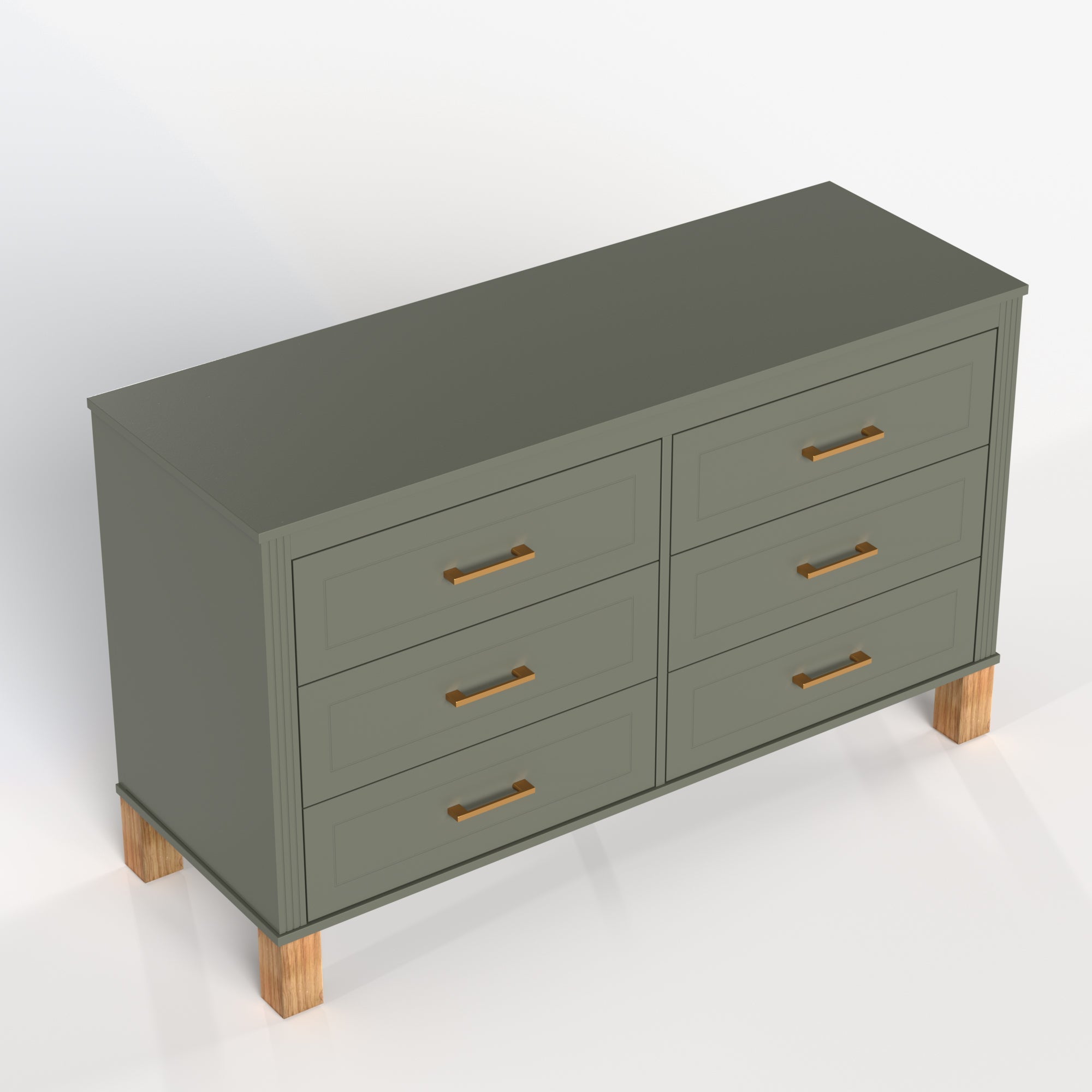 6-Drawer Double Dresser in Olive