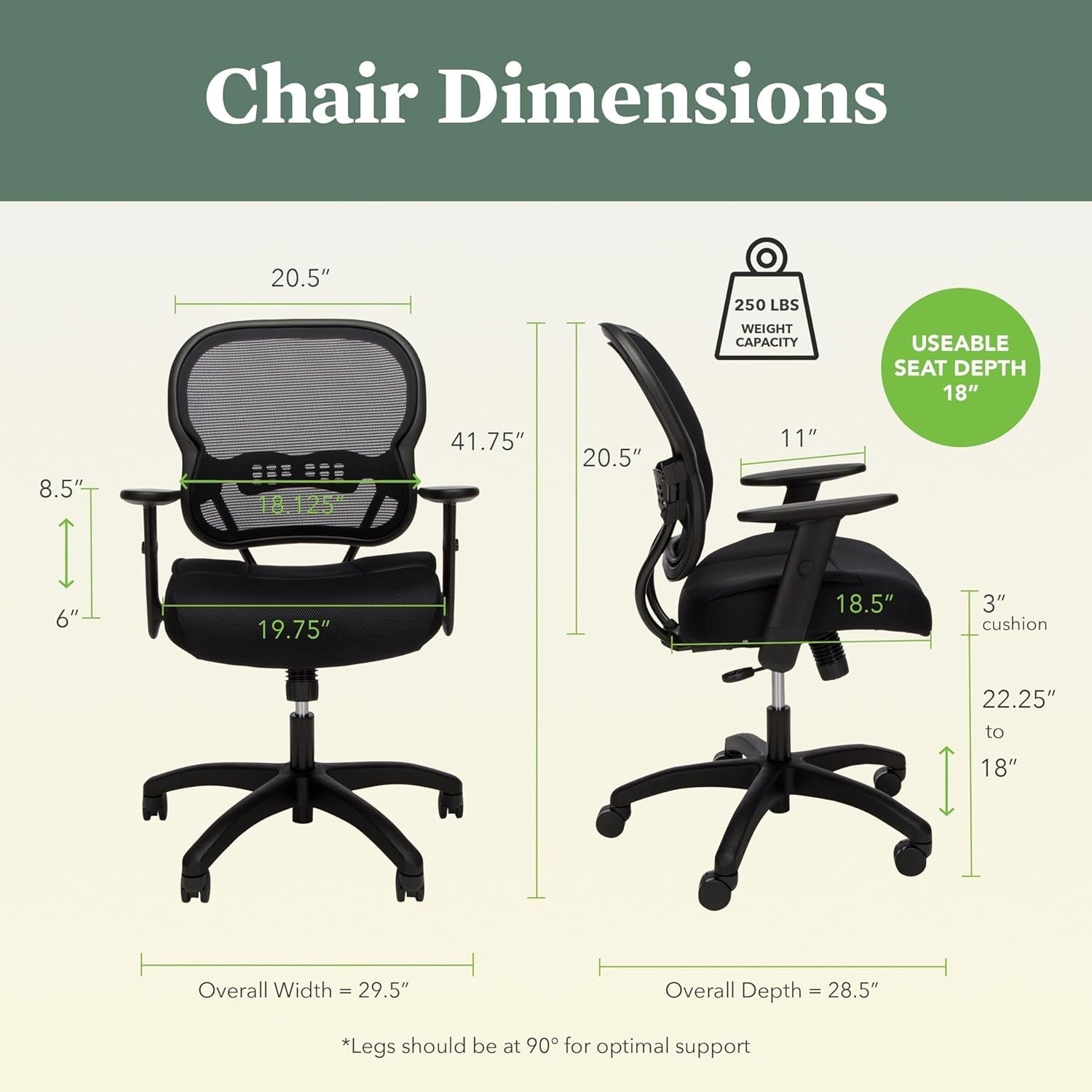 Wave Ergonomic Mesh Office Desk Chair With Lumbar Support