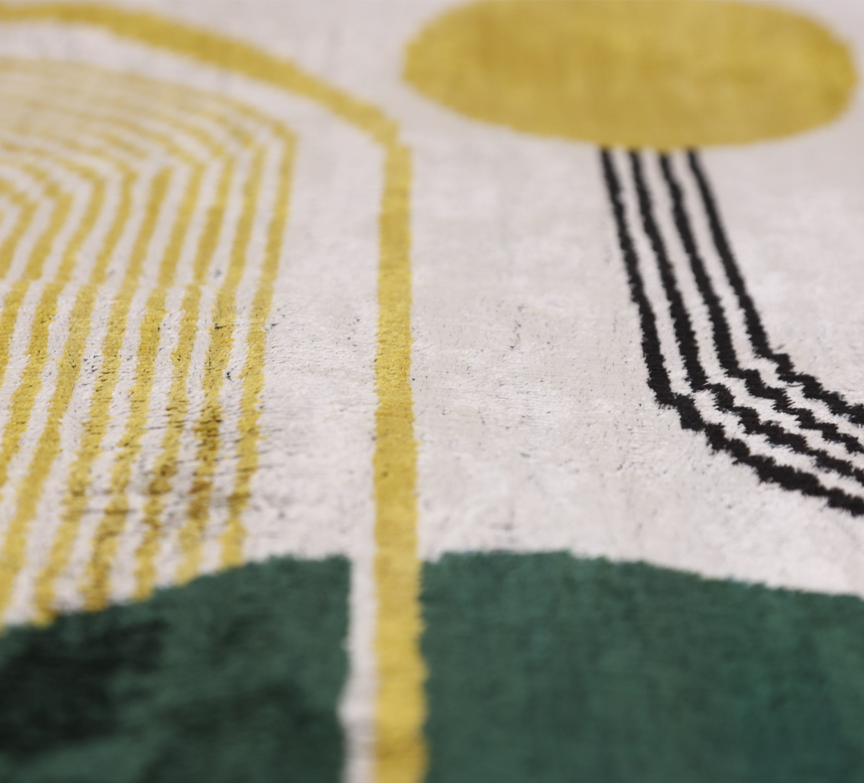 Luxury Silk Velvet Pillow 16x24 – Handmade Modern Geometric Lumbar Cushion in Yellow & Green-3