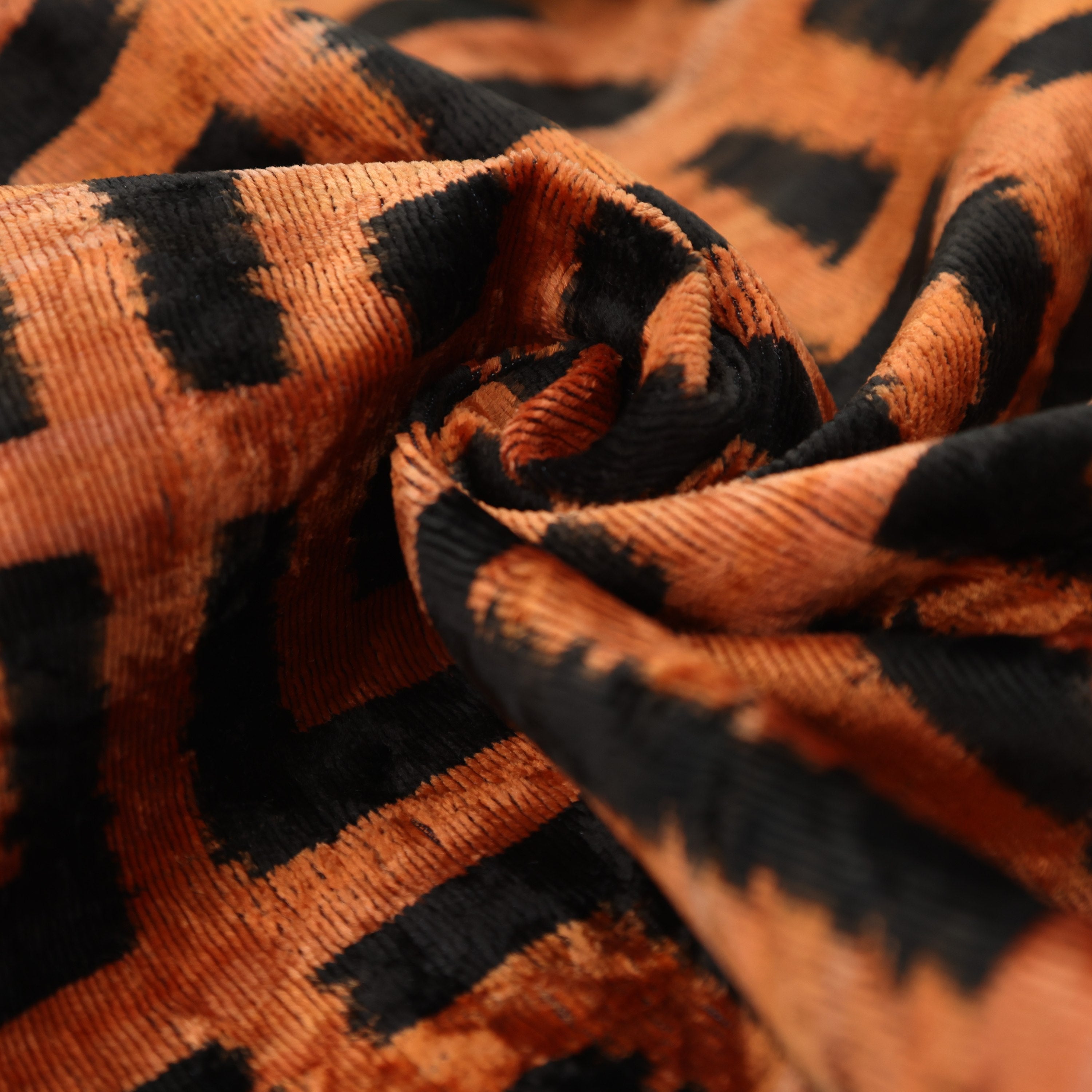 Burnt Orange Geometric Silk Velvet Pillow – 16x16 Handmade Luxury Cushion