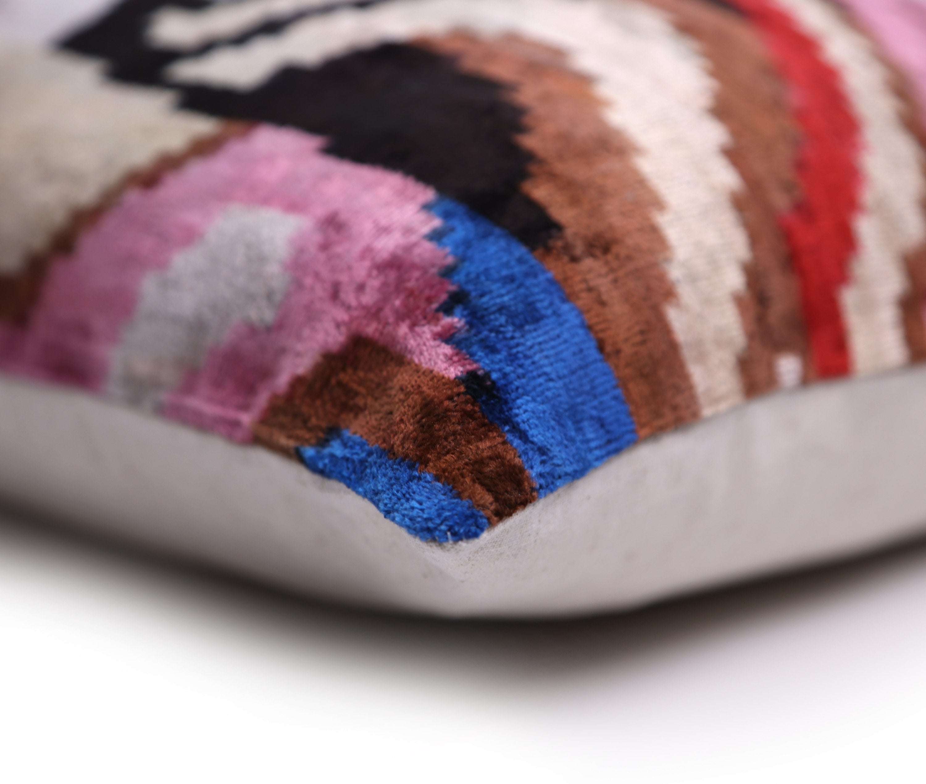 Abstract Multicolor Silk Velvet Pillow – 20x20 Handmade Art Deco Cushion